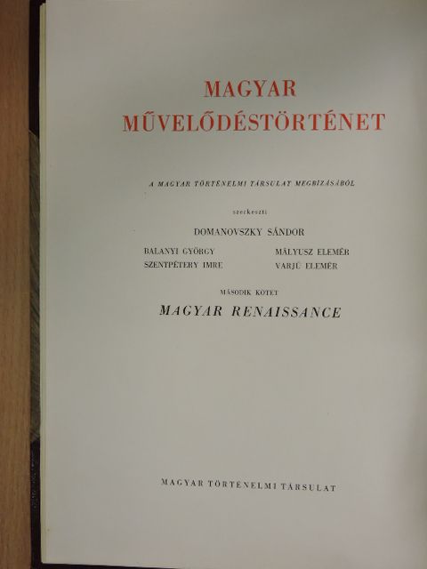 Balogh János - Magyar művelődéstörténet 2. [antikvár]