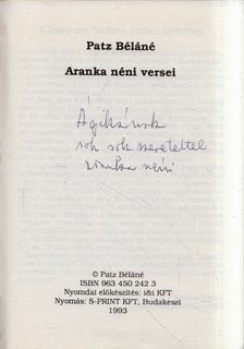 Patz Béláné - Aranka néni versei 1. (dedikált) [antikvár]