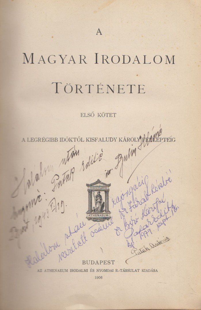 Beöthy Zsolt, Badics Ferenc - A magyar irodalom története I. kötet [antikvár]