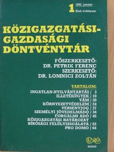 Közigazgatási-gazdasági döntvénytár 1992. január [antikvár]
