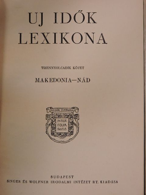 Uj Idők Lexikona 18. (töredék) [antikvár]