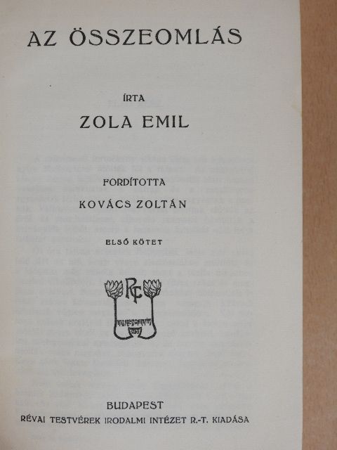 Zola Emil - Az összeomlás I-II. [antikvár]
