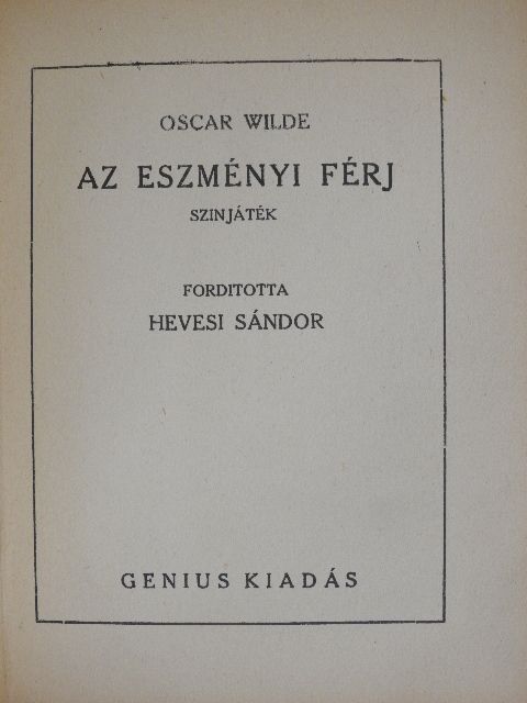 Oscar Wilde - Az eszményi férj [antikvár]