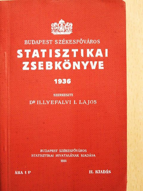 Budapest Székesfőváros Statisztikai Zsebkönyve 1936. [antikvár]