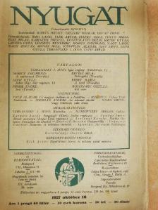Adorján Andor - Nyugat 1927. október 16. [antikvár]