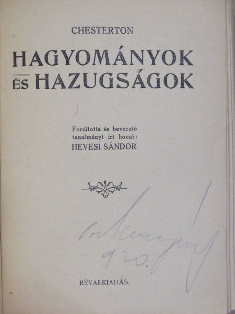 Chesterton - Hagyományok és hazugságok [antikvár]