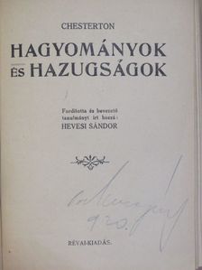 Chesterton - Hagyományok és hazugságok [antikvár]