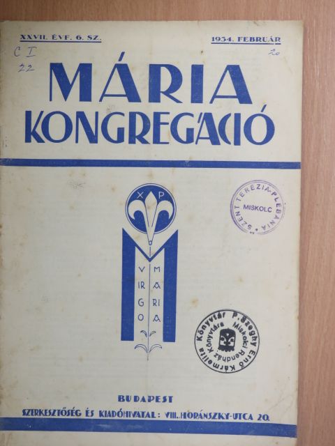 Mária Kongregáció 1934. február [antikvár]