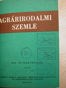 Agrárirodalmi Szemle Név- és tárgymutató 1964. [antikvár]