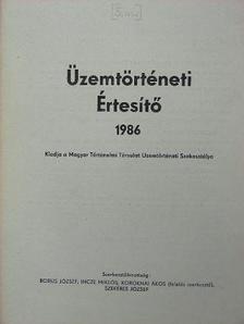 Bencze Géza - Üzemtörténeti Értesítő 1986 [antikvár]