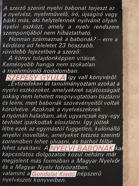Szepesy Gyula - Nyelvi babonák [antikvár]