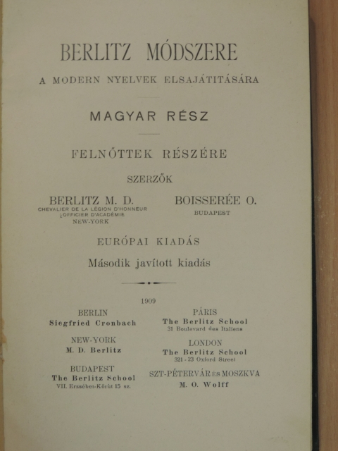 Arany János - Berlitz módszere a modern nyelvek elsajátitására [antikvár]