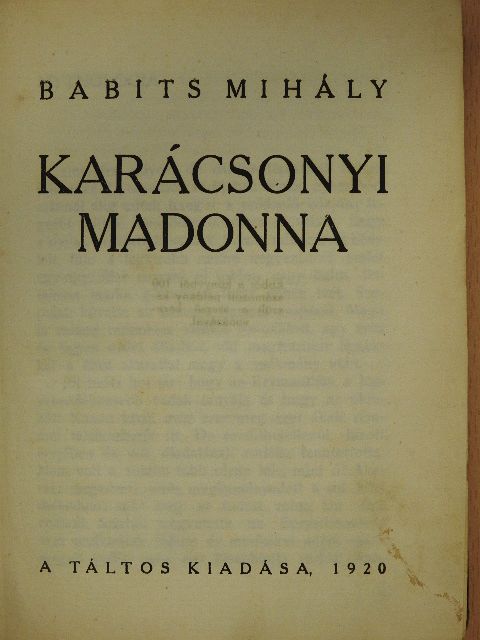 Babits Mihály - Karácsonyi Madonna [antikvár]