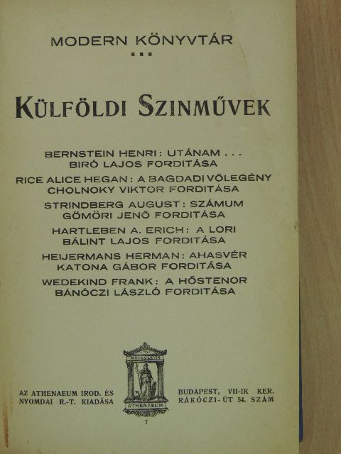 August Strindberg - Külföldi szinművek II. [antikvár]