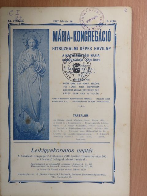 Horváth Sándor S. J. - Mária Kongregáció 1927. február [antikvár]