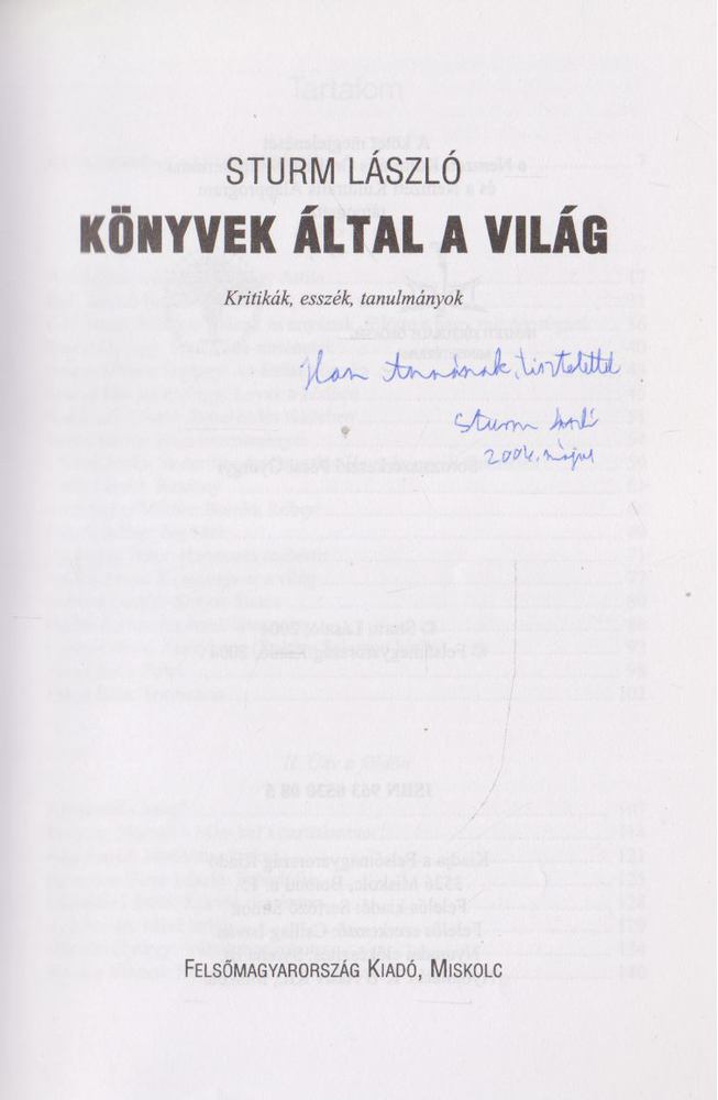 Sturm László - Könyvek által a világ (dedikált) [antikvár]
