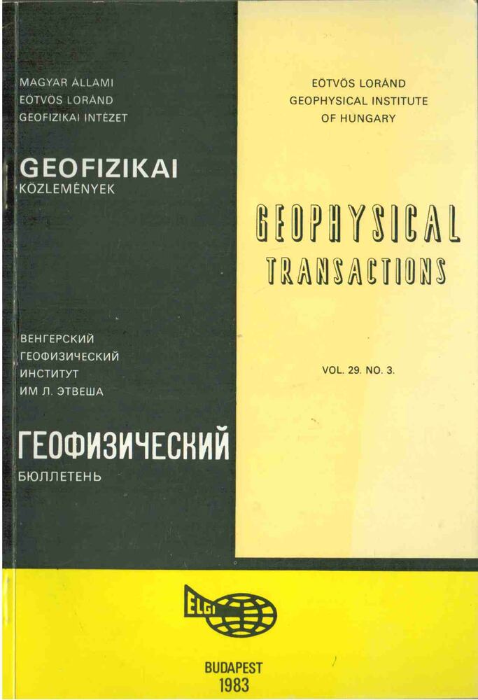 Sz. Kilényi Éva - Geofizikai közlemények vol. 29 no. 3 [antikvár]