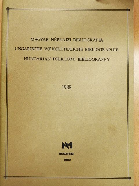 Magyar néprajzi bibliográfia 1988. [antikvár]