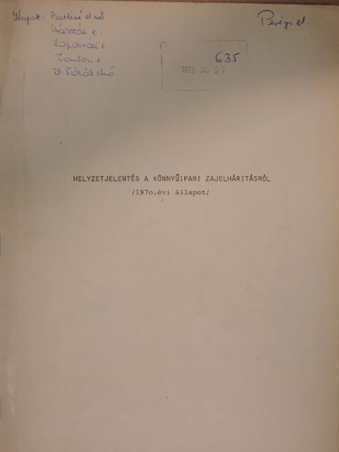 Gál Ferenc - Helyzetjelentés a könnyűipari zajelhárításról [antikvár]