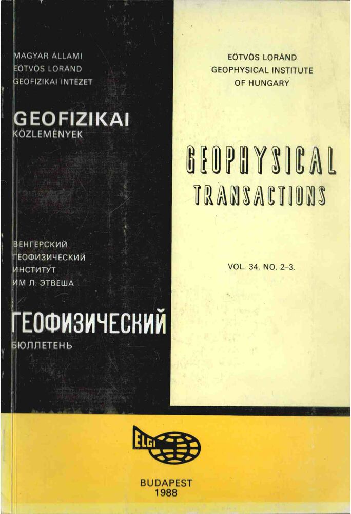 Sz. Kilényi Éva - Geofizikai közlemények vol. 34 no. 2-3 [antikvár]