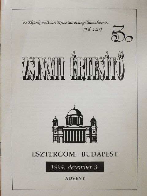 Dr. Erdő Péter - Zsinati értesítő 1994. december 3. [antikvár]