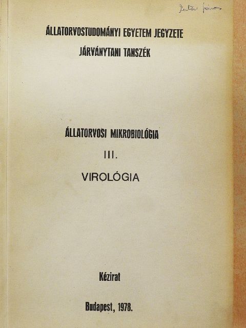 Dr. Belák Sándor - Állatorvosi mikrobiológia III. [antikvár]