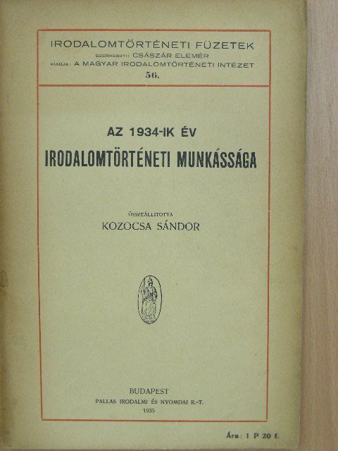 Az 1934-ik év irodalomtörténeti munkássága [antikvár]