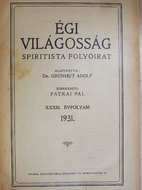 Égi világosság 1931. január-december [antikvár]