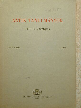 Adamik Tamás - Antik tanulmányok 1983/1. [antikvár]