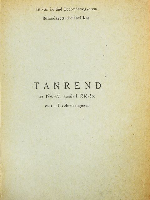 Tanrend az 1976-77-es tanév I. félévére  [antikvár]