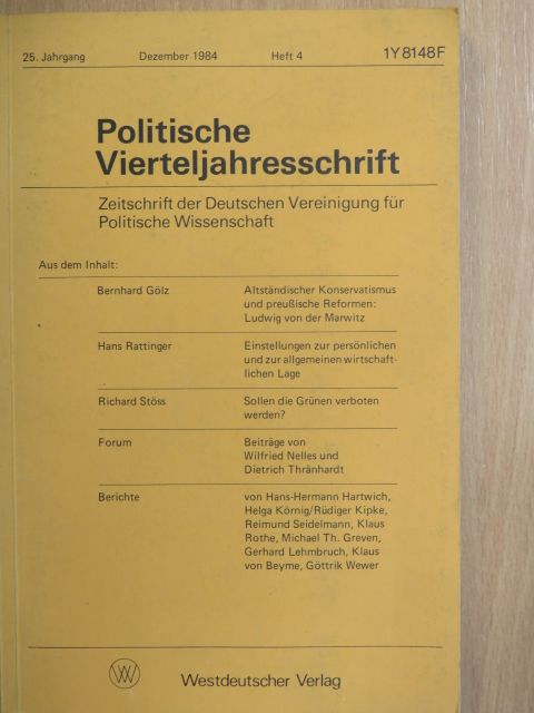 Bernard Gölz - Politische Vierteljahresschrift Dezember 1984 [antikvár]