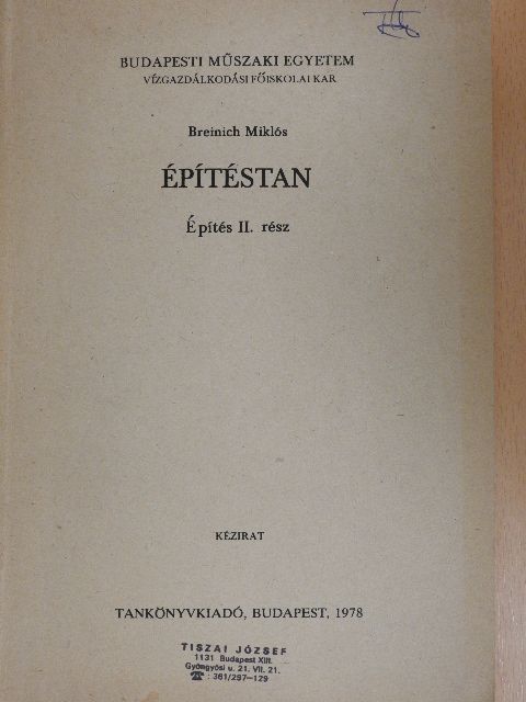 Breinich Miklós - Építéstan [antikvár]