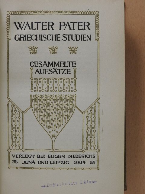 Walter Pater - Griechische studien [antikvár]