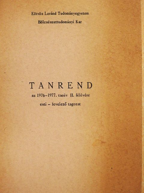 Tanrend az 1976-77-es tanév II. félévére  [antikvár]
