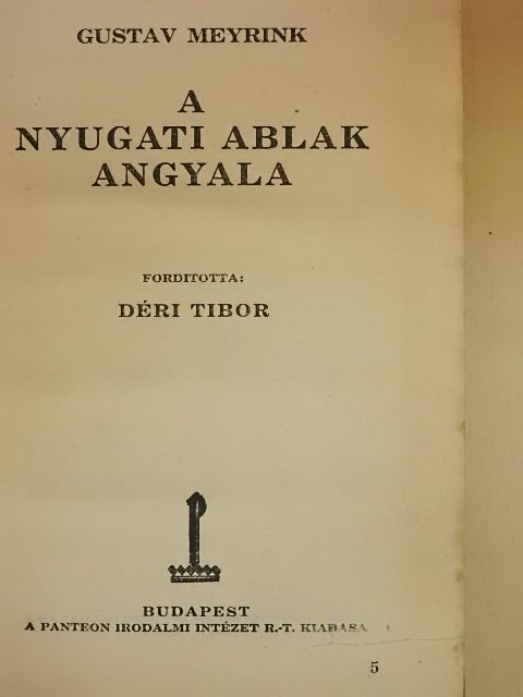 Gustav Meyrink - A nyugati ablak angyala [antikvár]