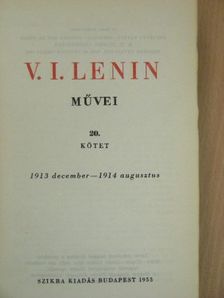 V. I. Lenin - V. I. Lenin művei 20. [antikvár]