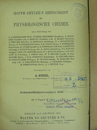 F. Knoop - Hoppe-Seyler's Zeitschrift für Physiologische Chemie 1923 [antikvár]