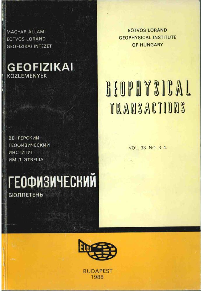 Sz. Kilényi Éva - Geofizikai közlemények vol. 33. no. 3-4 [antikvár]