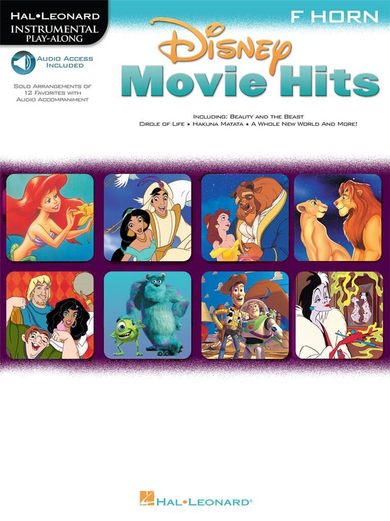 DISNEY MOVIE HITS - SOLO ARRANGEMENTS OF 12 FAVORITES WITH AUDIO ACCOMPANIMENT FOR HORN IN F