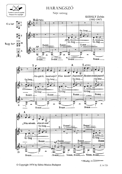 Kodály Zoltán - HARANGSZÓ - EGYNEMŰKARRA