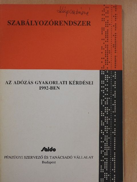 Nagy Emil - Az adózás gyakorlati kérdései 1992-ben [antikvár]
