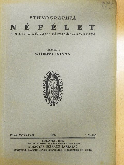 Beke Ödön - Ethnographia - Népélet 1936/3. [antikvár]