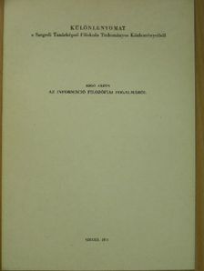 Rigó Jázon - Az információ filozófiai fogalmáról [antikvár]