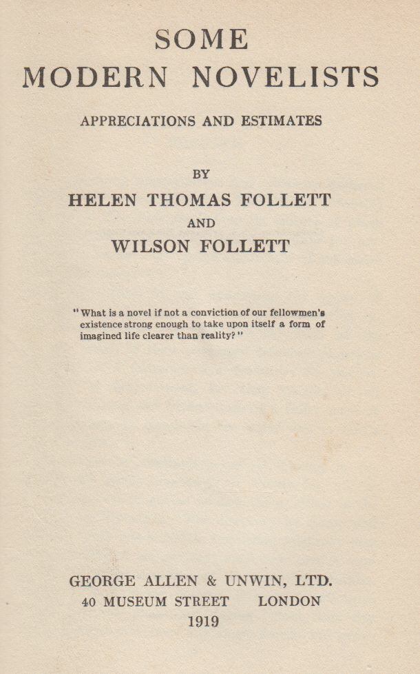 Helen Thomas Follett, Wilson Follett - Some Modern Novelists [antikvár]