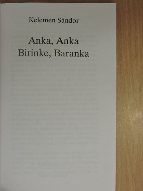 Kelemen Sándor - Anka, Anka Birinke, Baranka (dedikált példány) [antikvár]