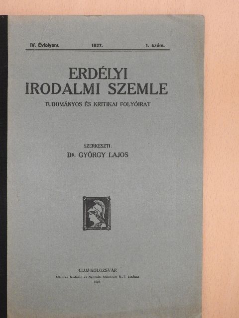 Dr. Gál Kelemen - Erdélyi Irodalmi Szemle 1927. január-március [antikvár]