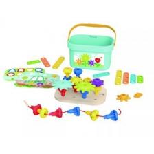 Tooky Toy: Fa építőkészlet vödörben - Kert
