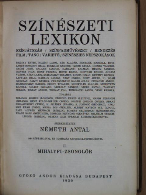 Színészeti lexikon II. (töredék) [antikvár]