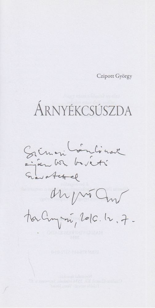 Czipott György - Árnyékcsúszda (dedikált) [antikvár]