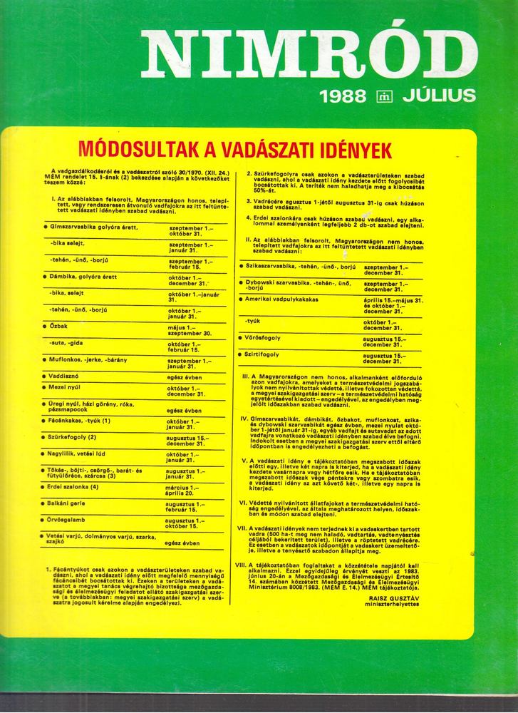 Csekó Sándor - Nimród 1988 Július [antikvár]